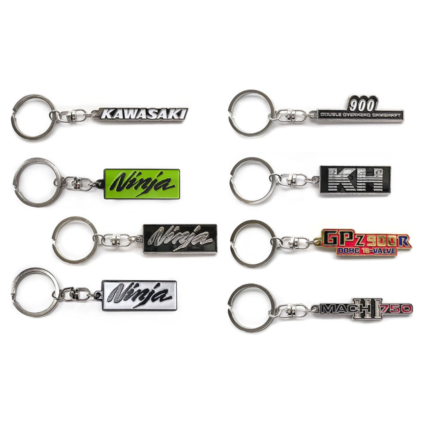 Kawasaki Motorcycle Emblem Metal Keychain Collection 8Pack BOX - Image 1