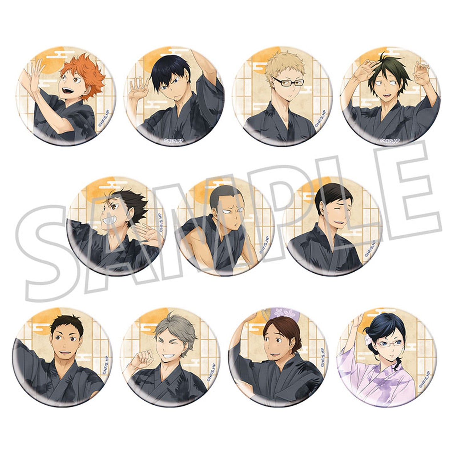 Haikyuu!! Japanese Washi Paper Style Tin Badge Collection 11 Pack BOX - Image 1