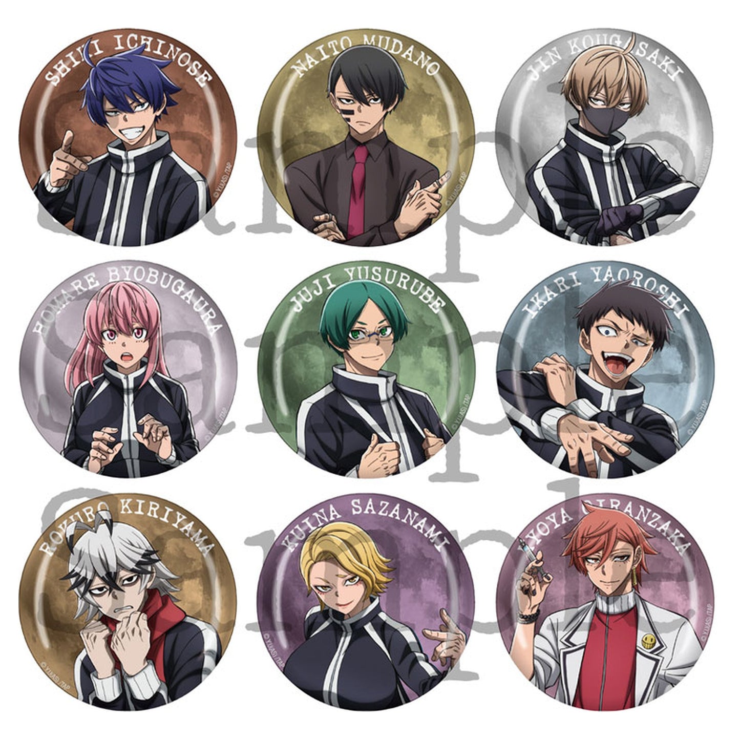 TV Anime Tougen Anki Trading Glossy Tin Badge Vol.1 Complete Set - Image 1