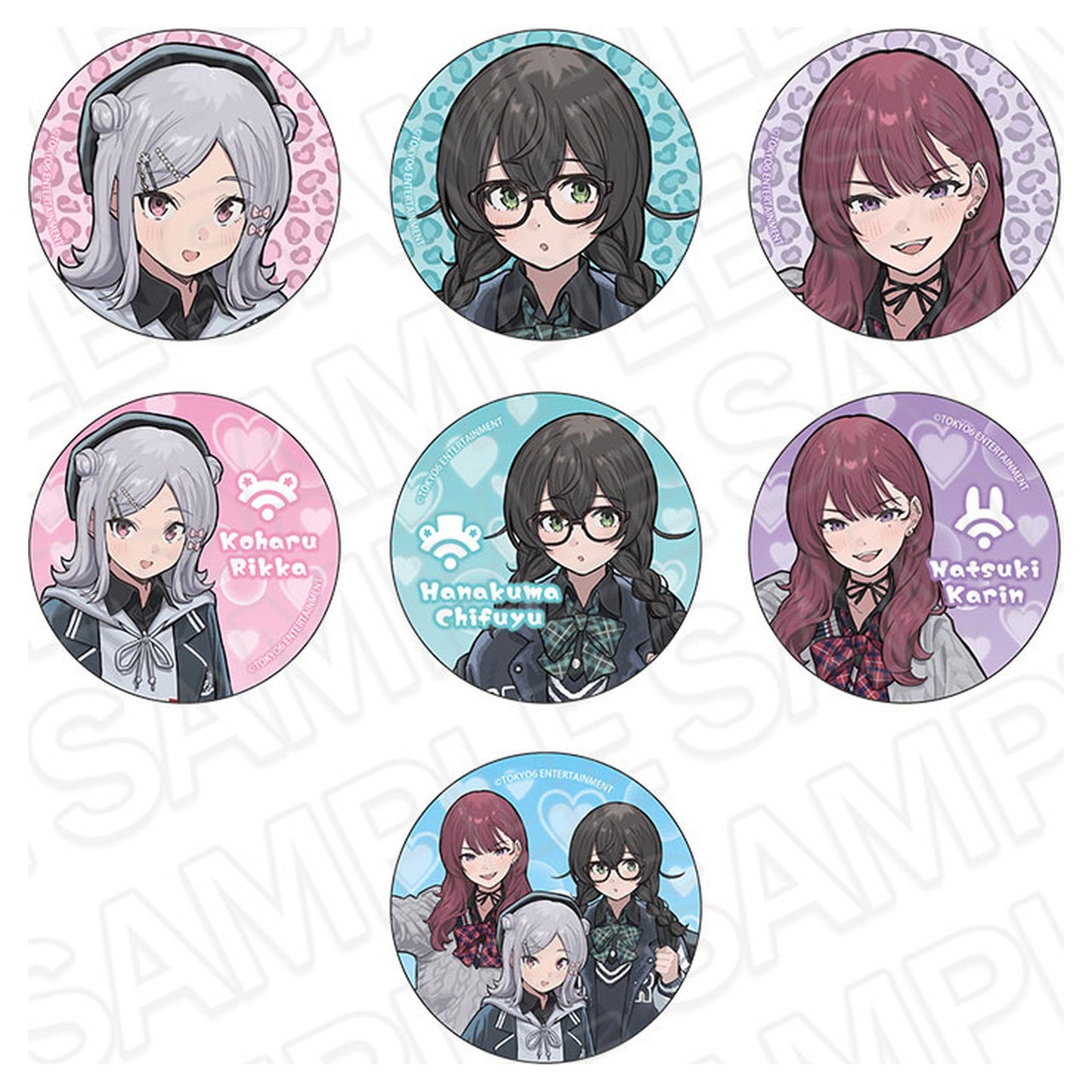 TOKYO6 Characters Hologram Tin Badge GAL ver. 7Item Set - Image 1