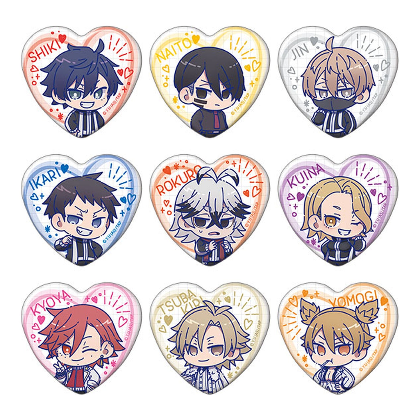 Tougen Anki Heart-shaped Chara Badge Collection 9Pack BOX - Image 1