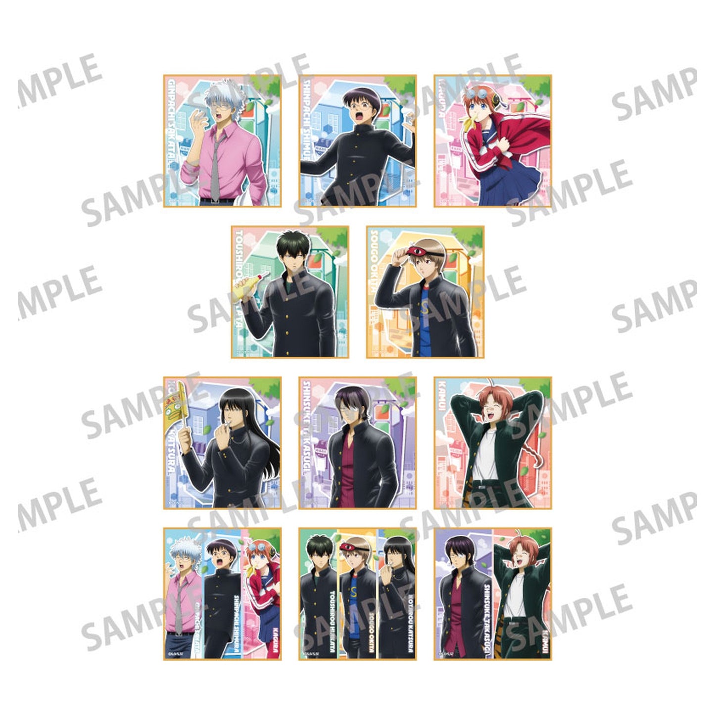 3-nen Z-gumi Ginpachi-sensei Trading Mini Shikishi Scene of Going to School 11Item Set - Image 1