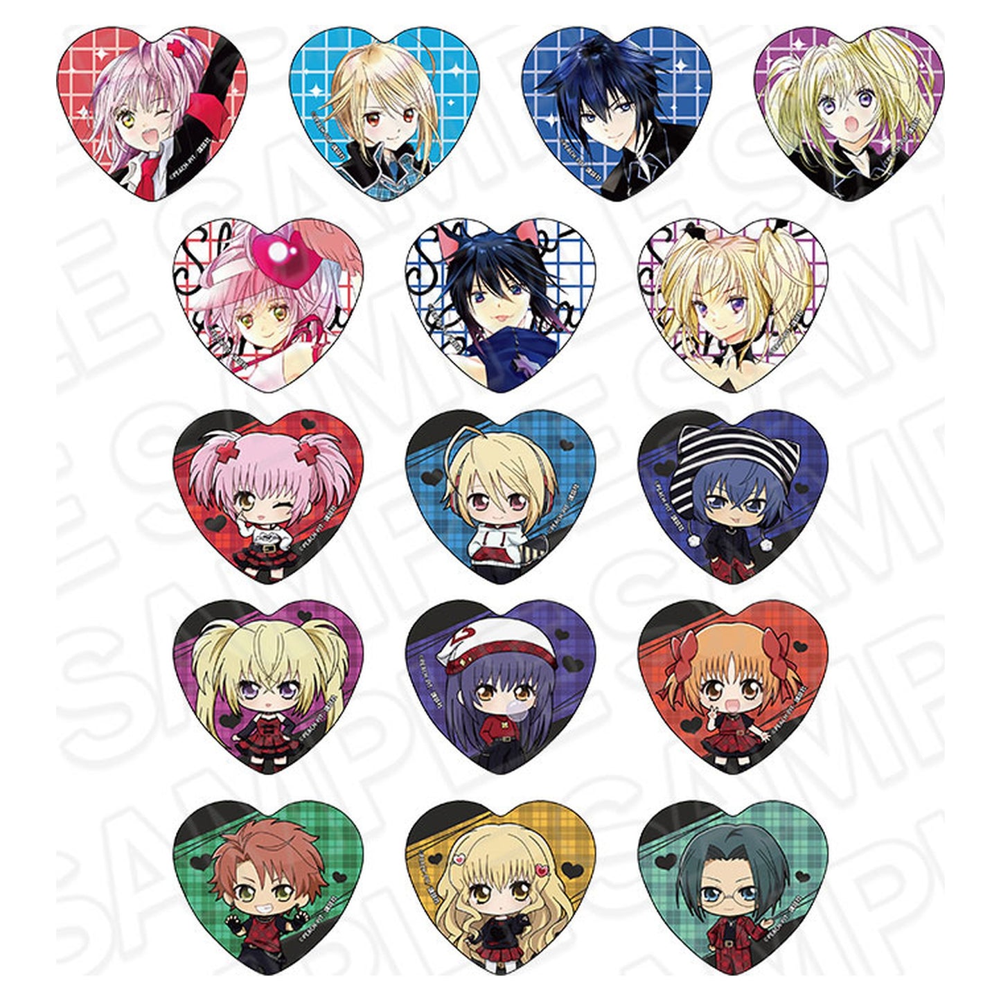 Shugo-chara! Heart-shaped Hologram Tin Badge (Blind) 16Item Set - Image 1