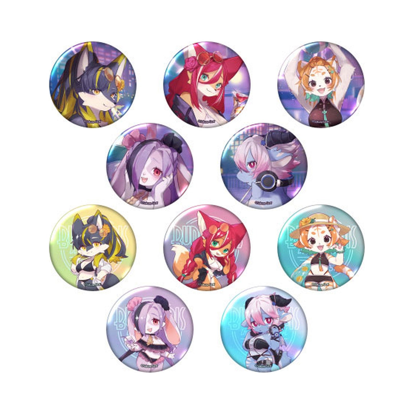 Bunnimals in night pool Aurora Tin Badge Collection 10Pack BOX - Image 1