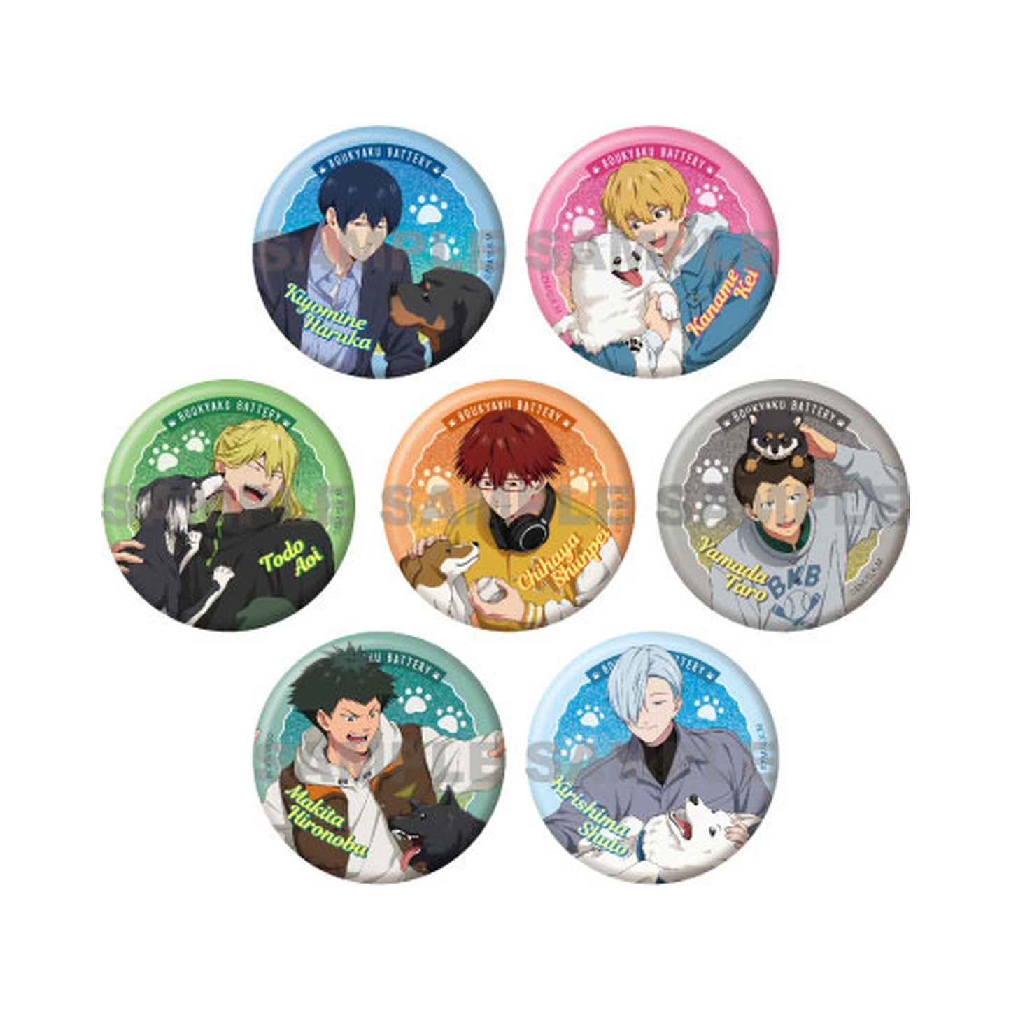 TV Anime Boukyaku Battery Glitter Tin Badge Collection 7Pack BOX - Image 1