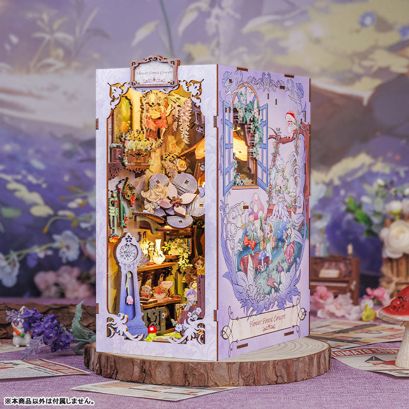 Miniature Dollhouse Flower Forest Concert Wooden Handmade DIY Book Shelf Kit - Image 4