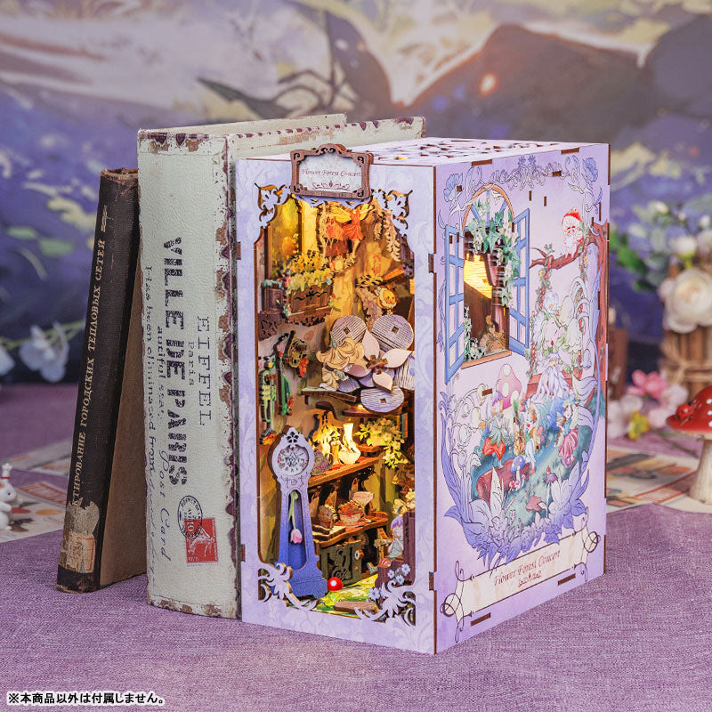 Miniature Dollhouse Flower Forest Concert Wooden Handmade DIY Book Shelf Kit - Image 5