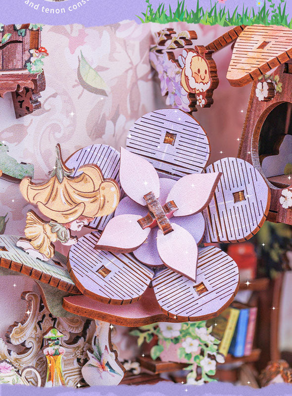 Miniature Dollhouse Flower Forest Concert Wooden Handmade DIY Book Shelf Kit - Image 11