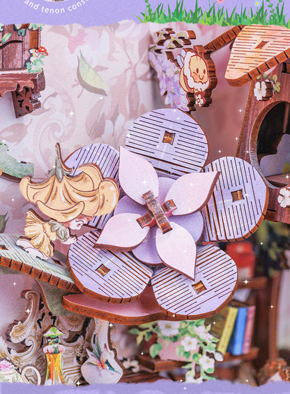 Miniature Dollhouse Flower Forest Concert Wooden Handmade DIY Book Shelf Kit - Image 11
