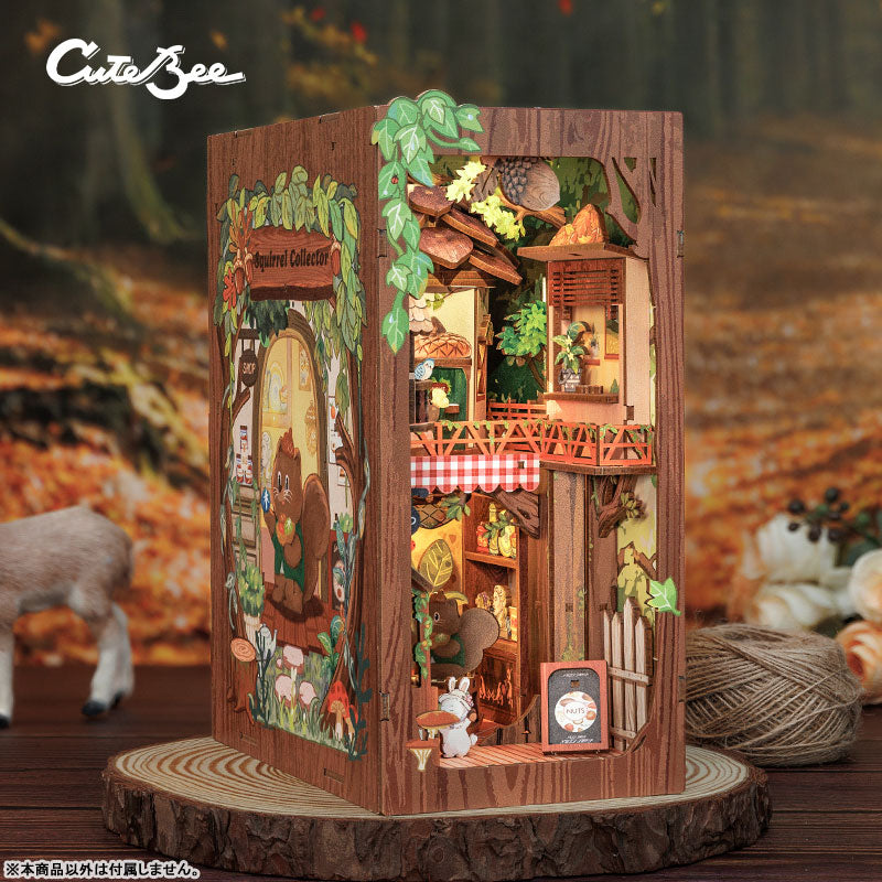 Miniature Dollhouse Squirrel Collector Wooden Handmade DIY Book Shelf Kit - Image 4