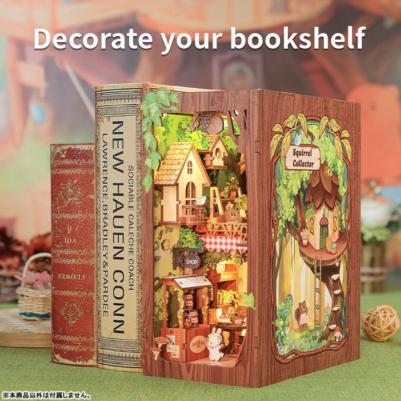Miniature Dollhouse Squirrel Collector Wooden Handmade DIY Book Shelf Kit - Image 5