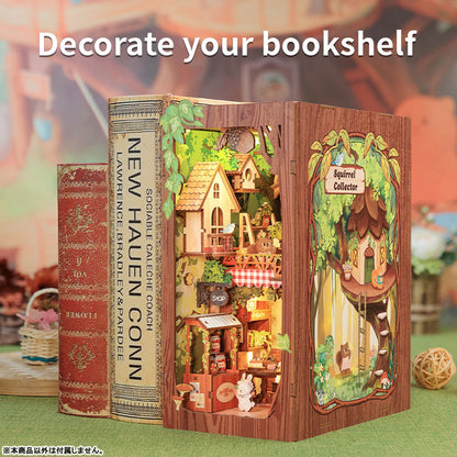 Miniature Dollhouse Squirrel Collector Wooden Handmade DIY Book Shelf Kit - Image 5