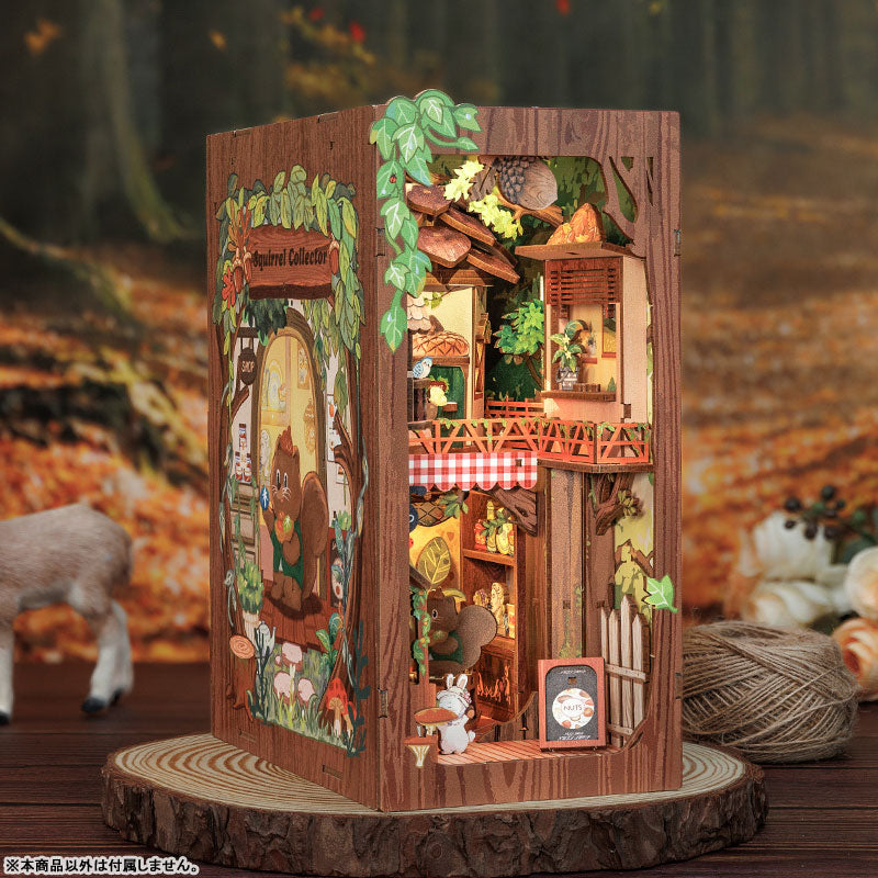 Miniature Dollhouse Squirrel Collector Wooden Handmade DIY Book Shelf Kit - Image 6