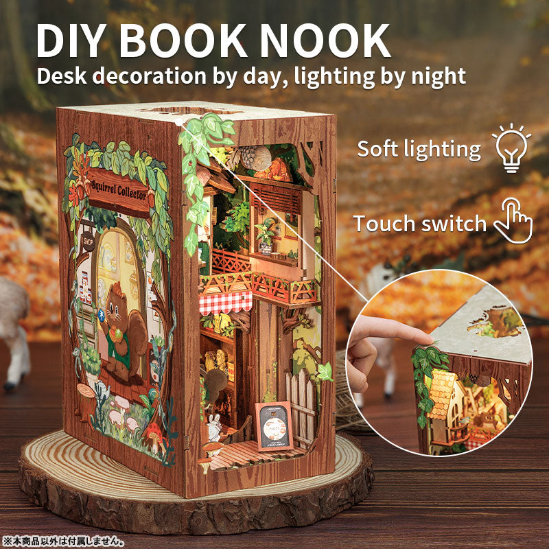 Miniature Dollhouse Squirrel Collector Wooden Handmade DIY Book Shelf Kit - Image 9