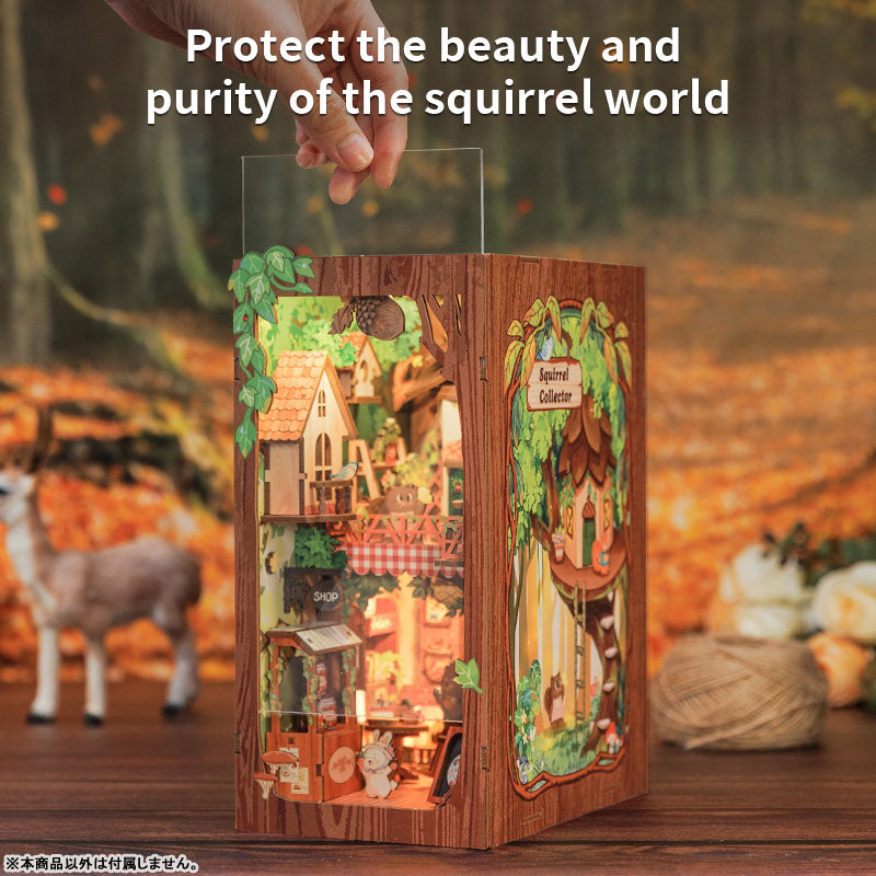 Miniature Dollhouse Squirrel Collector Wooden Handmade DIY Book Shelf Kit - Image 10