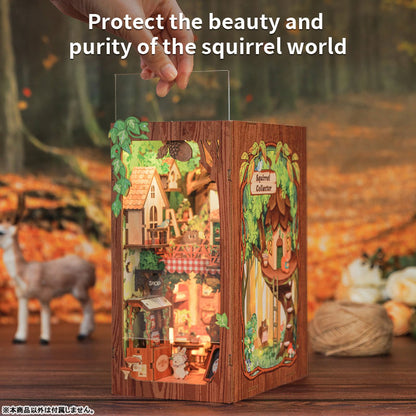 Miniature Dollhouse Squirrel Collector Wooden Handmade DIY Book Shelf Kit - Image 10