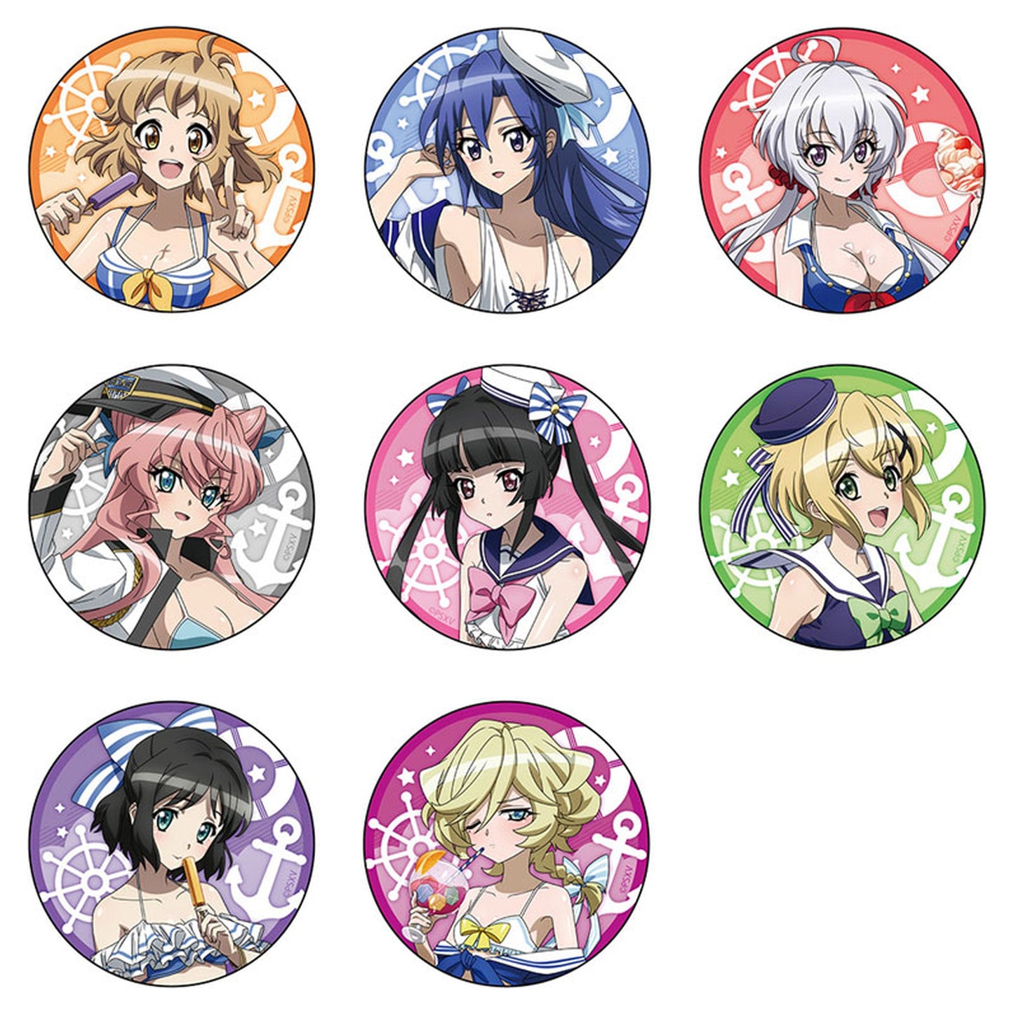 Senki Zesshou Symphogear XV New Illustration Trading Tin Badge (Marine Sailor Swimsuit) 8Pack BOX - Image 1