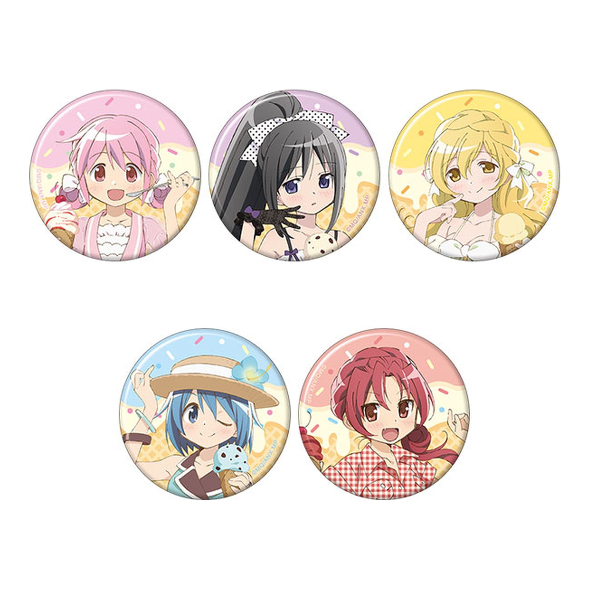 Puella Magi Madoka Magica Holo Chara Badge Collection (ice cream PARTY) 5Pack BOX - Image 1