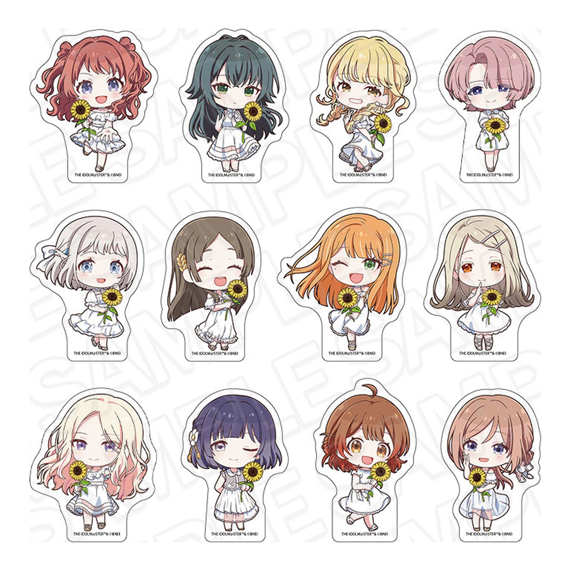 Gakuen iDOLM@STER Diecut Sticker sunflower Mini Chara ver. 12Item Set - Image 1