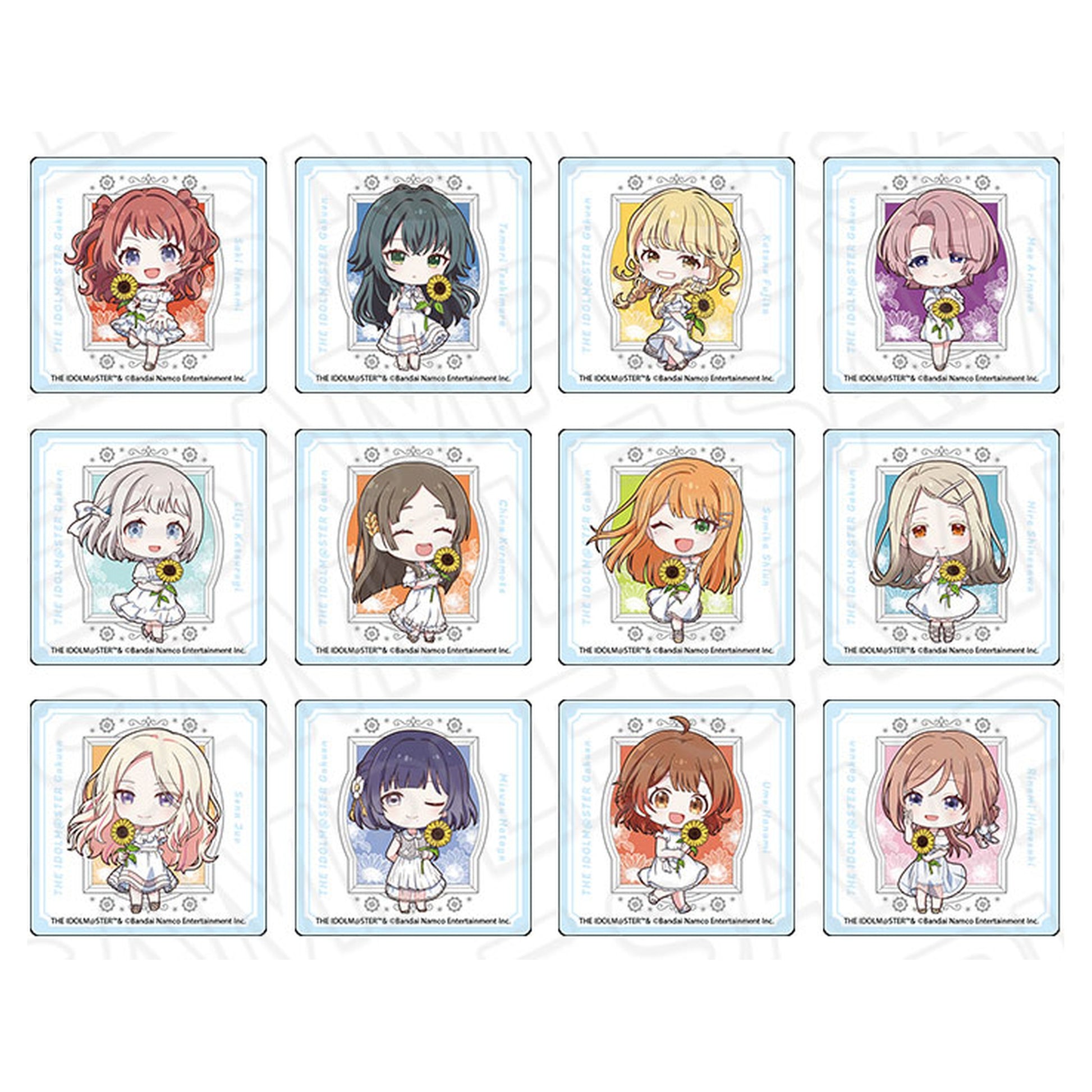 Gakuen iDOLM@STER Acrylic Block sunflower Mini Chara ver. 12Item Set - Image 1