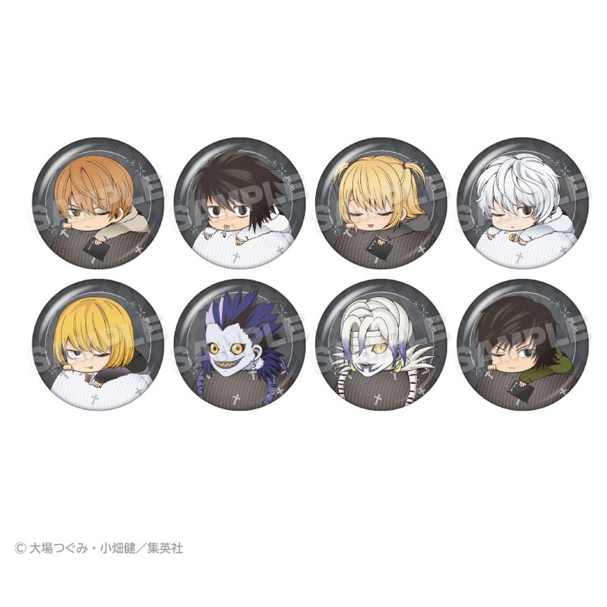 Death Note Trading Fuwamin Tin Badge 8Pack BOX - Image 1