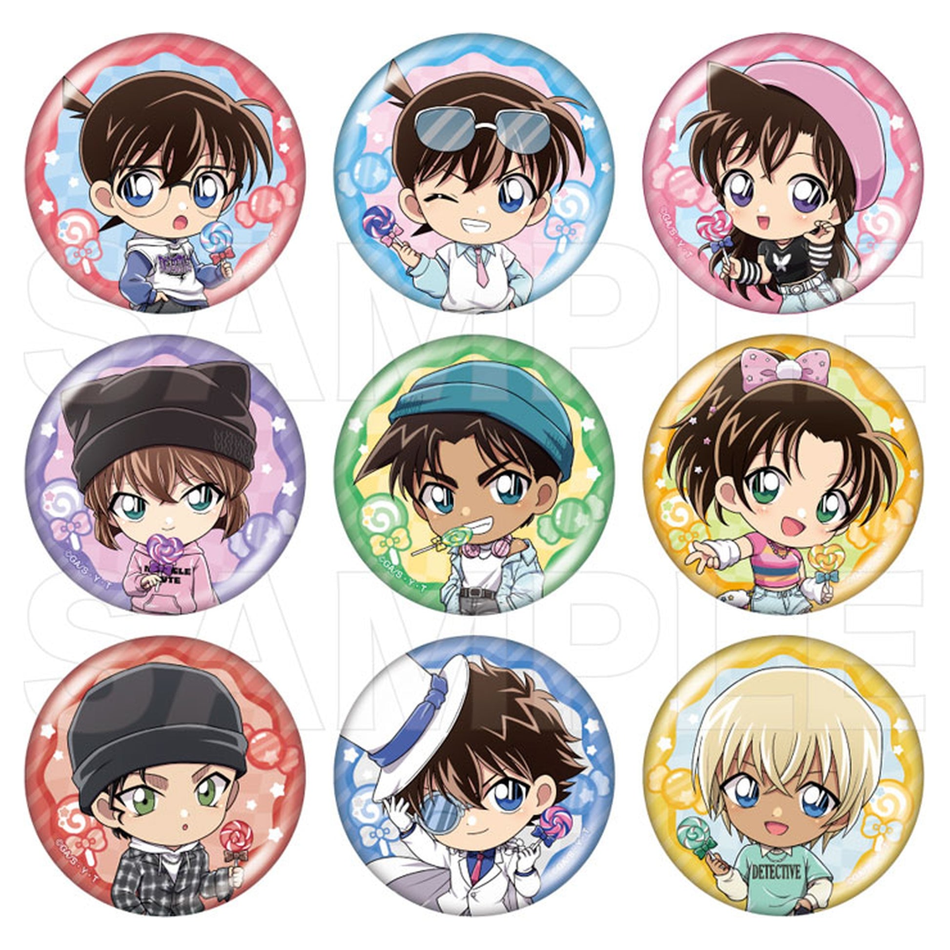 Detective Conan Chara Badge Collection (Lollipop Mini) 9Pack BOX - Image 1