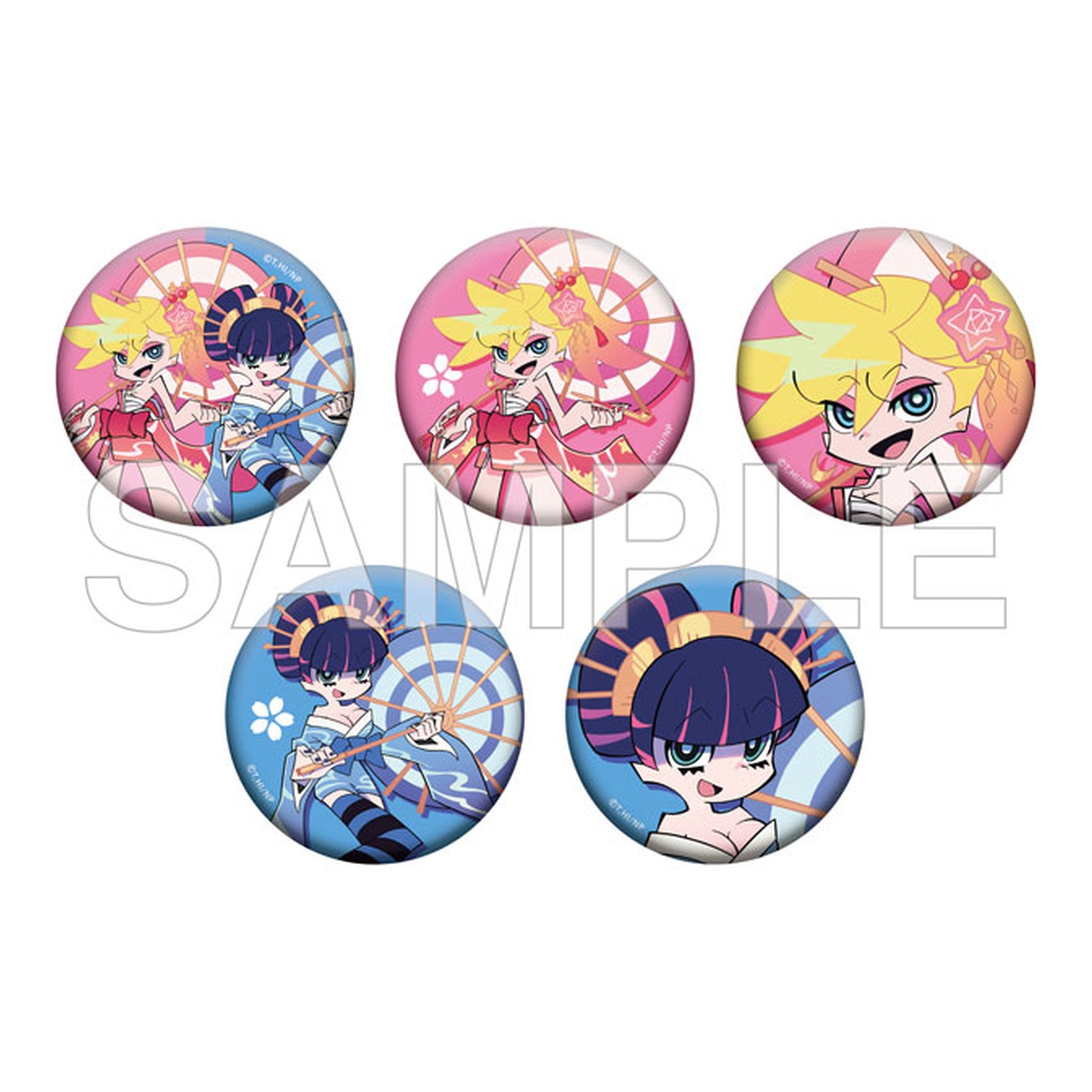 PANTY & STOCKING with GARTERBELT Tradable Glimmering Tin Badge Japanese Outfit Ver. 5Pack BOX - Image 1