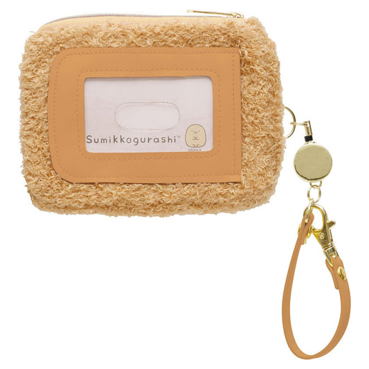 PB72603 Sumikko Gurashi Plush Pass Case w/Reel Tonkatsu - Image 1