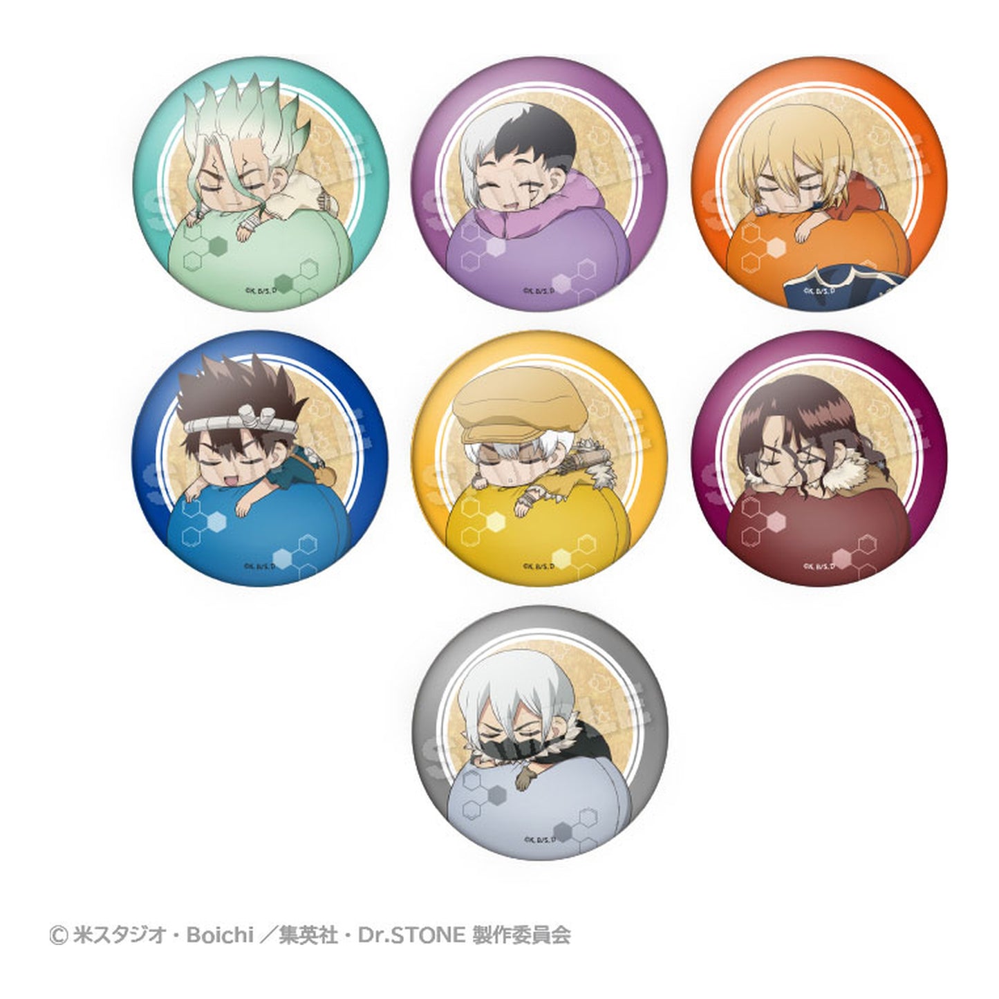 Dr. STONE Trading Fuwamin Tin Badge 7Pack BOX - Image 1