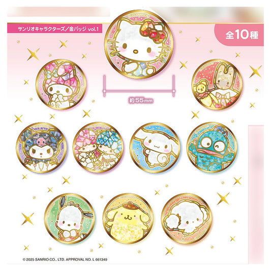 Sanrio Characters Golden Badge vol.1 10Pack BOX - Image 1