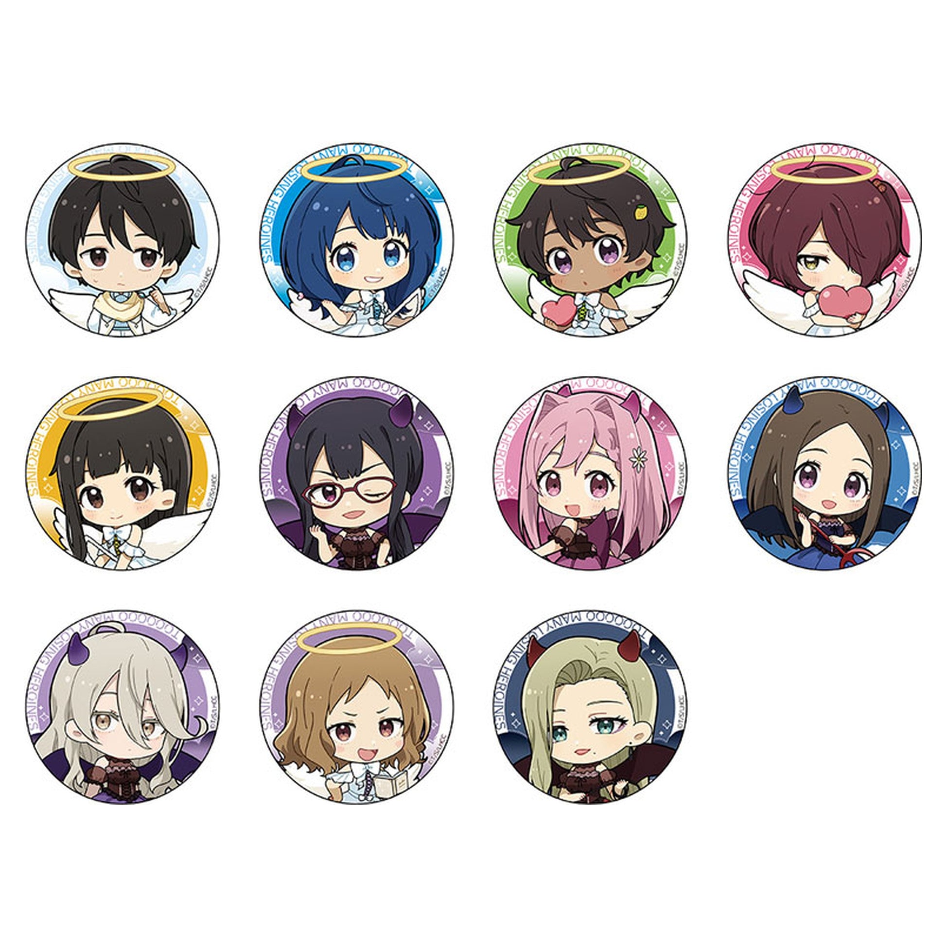 Makeine: Too Many Losing Heroines! Trading Tin Badge (Angel & Devil) - Image 1