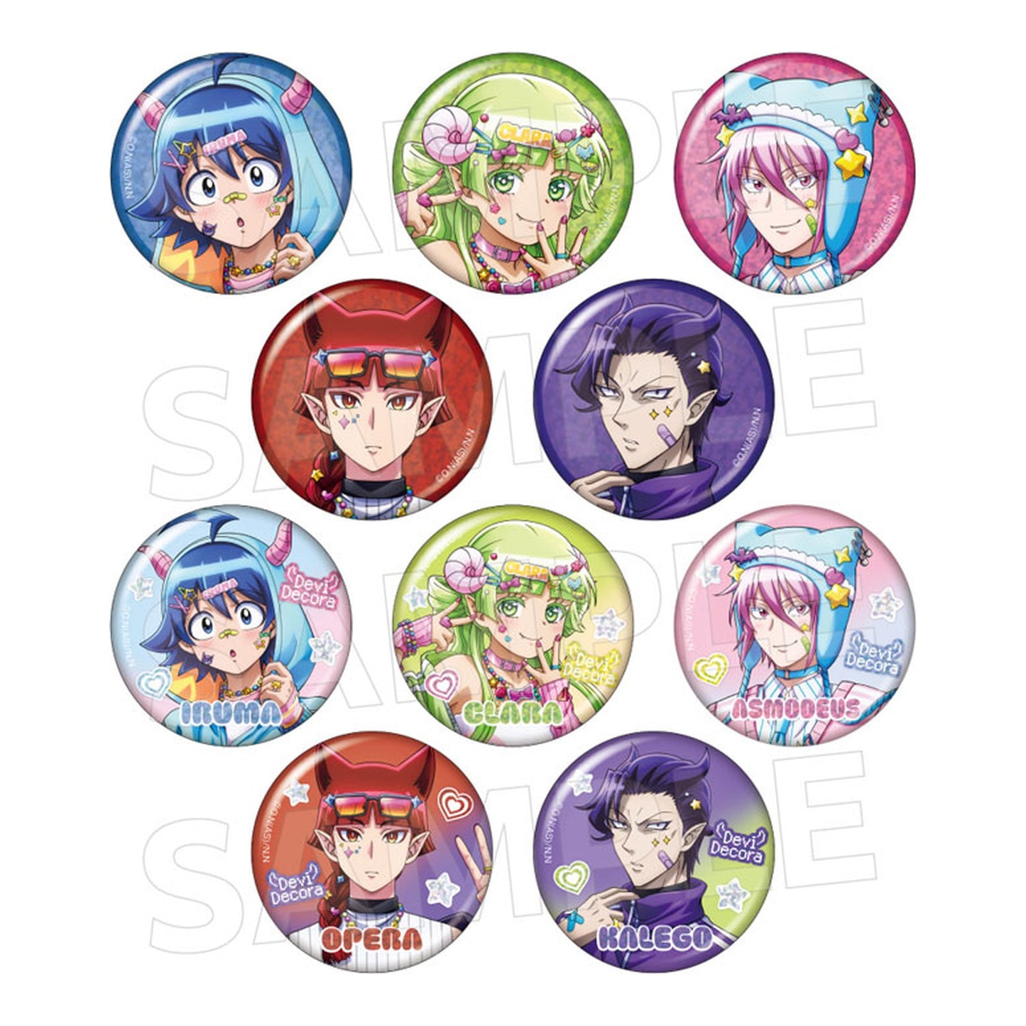 Welcome to Demon School! Iruma-kun Shiny Tin Badge Collection (Devi Decora) 10Pack BOX - Image 1