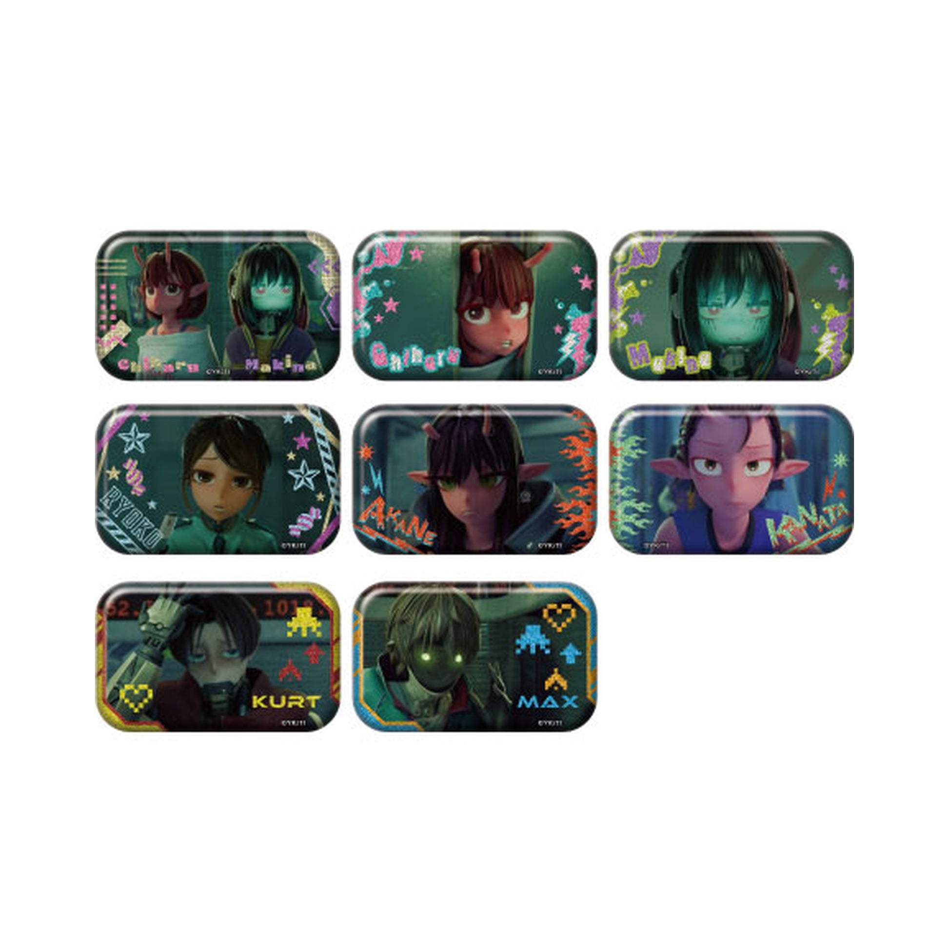 Milky Subway: The Galactic Limited Express Shiny Glitter Square Tin Badge 8Pack BOX - Image 1