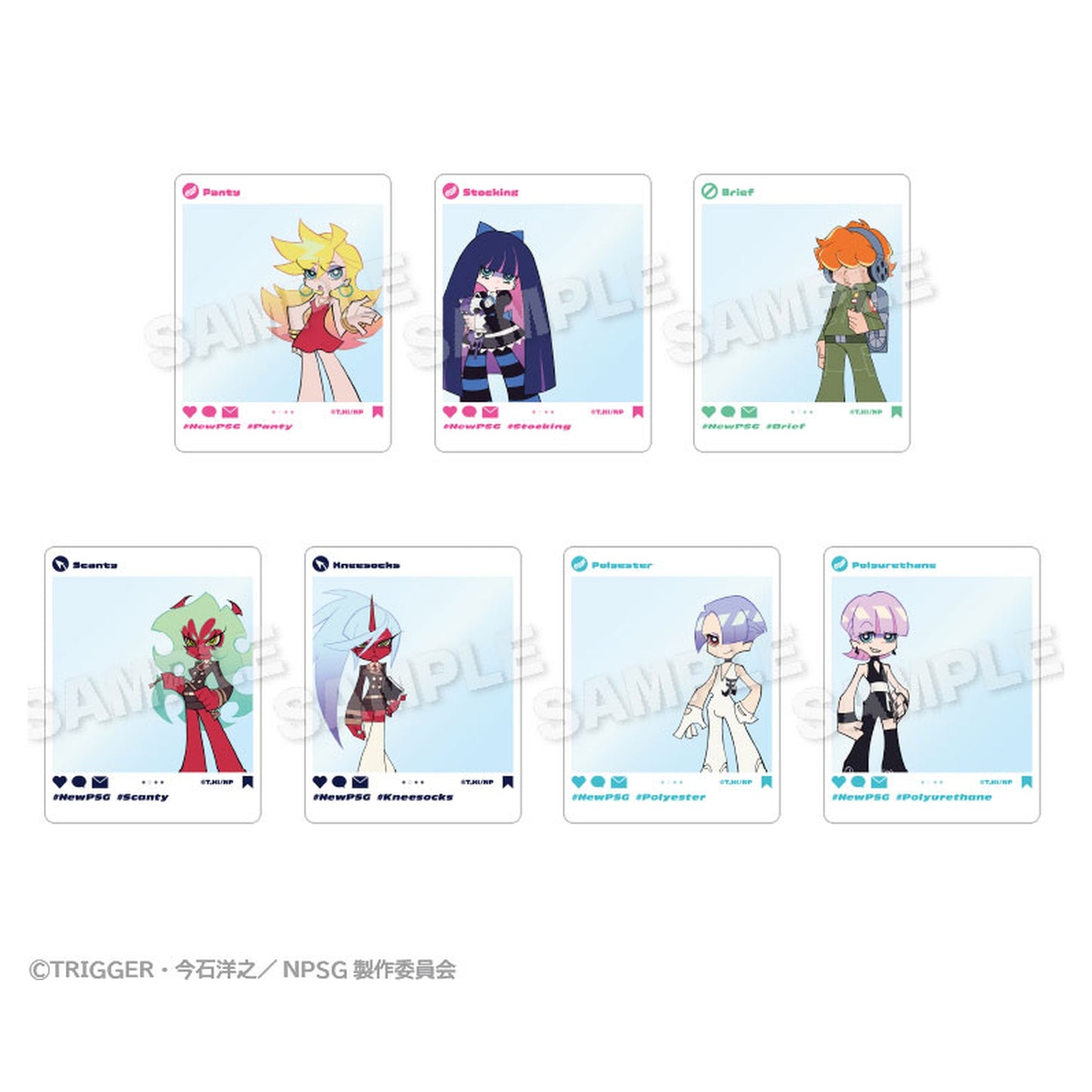 PANTY & STOCKING with GARTERBELT Trading SNS Style Acrylic Card 7Pack BOX - Image 1