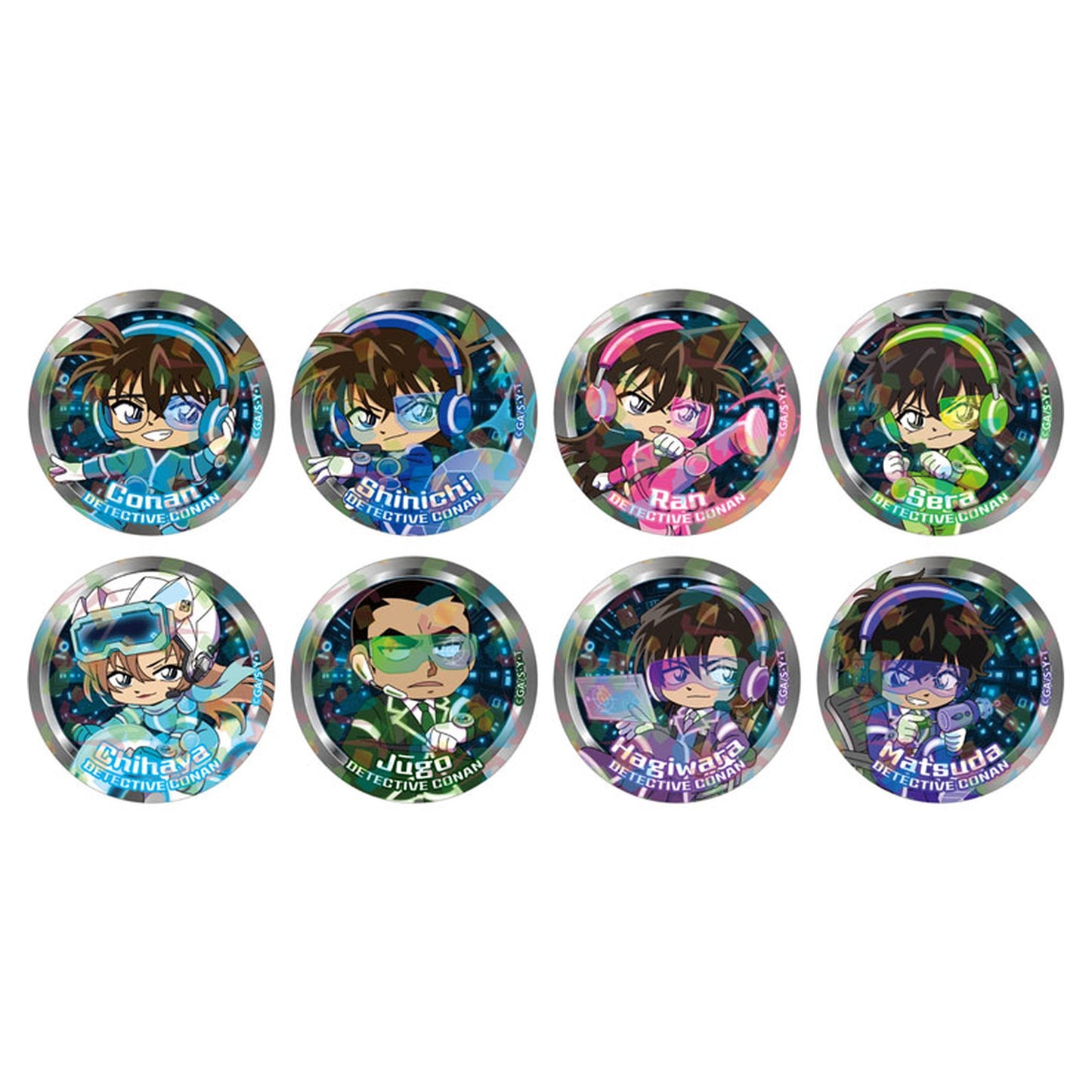 Detective Conan SF Collection Trading Hologram Tin Badge 8Pack BOX - Image 1