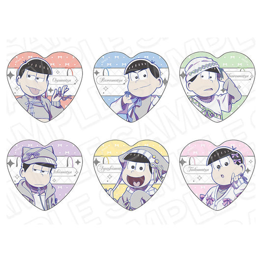 Osomatsu-san Heart-shaped Hologram Tin Badge (Random) Chinese Style Ribbon ver. 6 Item Set - Image 1