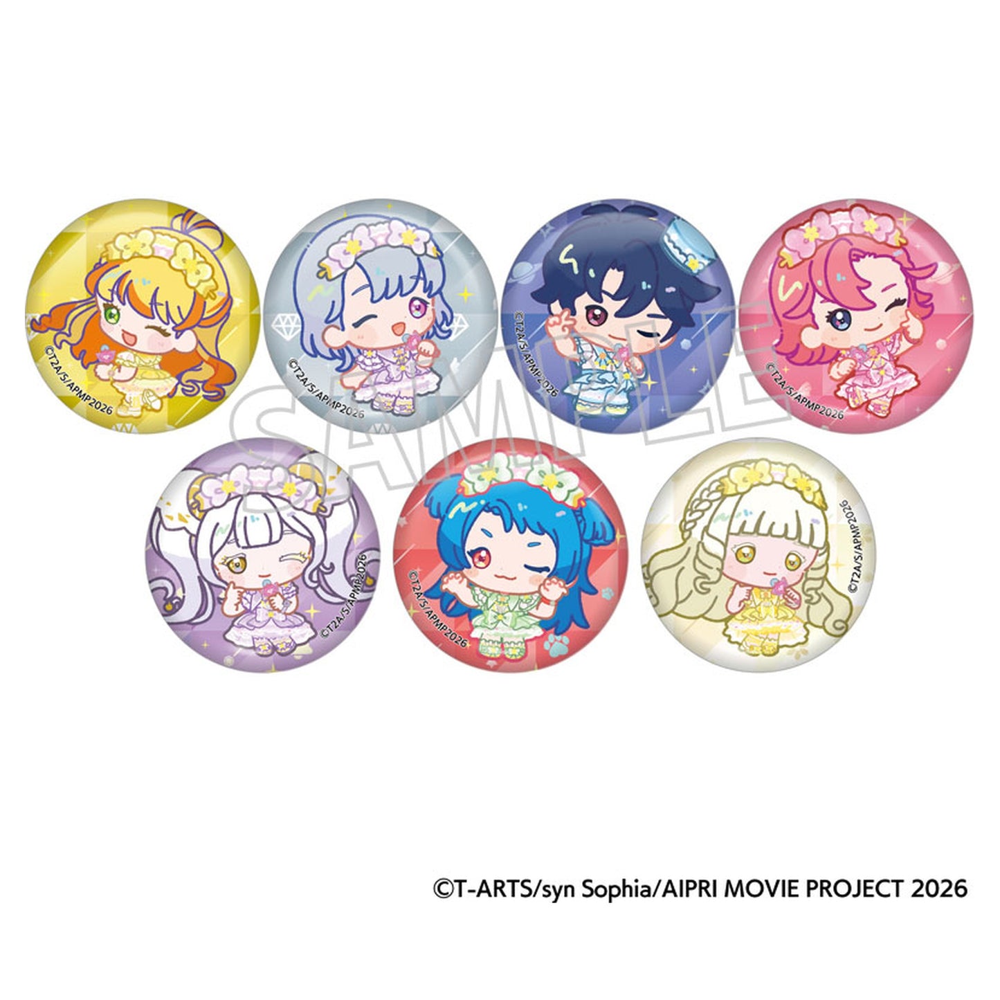Movie Secret Aipri Mankai Buzzrium Live! Mini Chara Badge Collection 7Pack BOX - Image 1