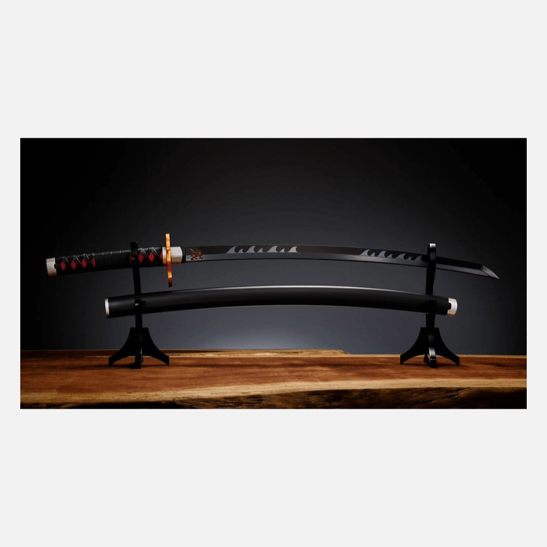 Demon Slayer: Kimetsu no Yaiba Proplica Replica 1/1 Nichirin Sword (Tanjiro Kamado) Kyojuro Rengoku´s Sword Gueard Ver. 88 cm - Otaku Gems