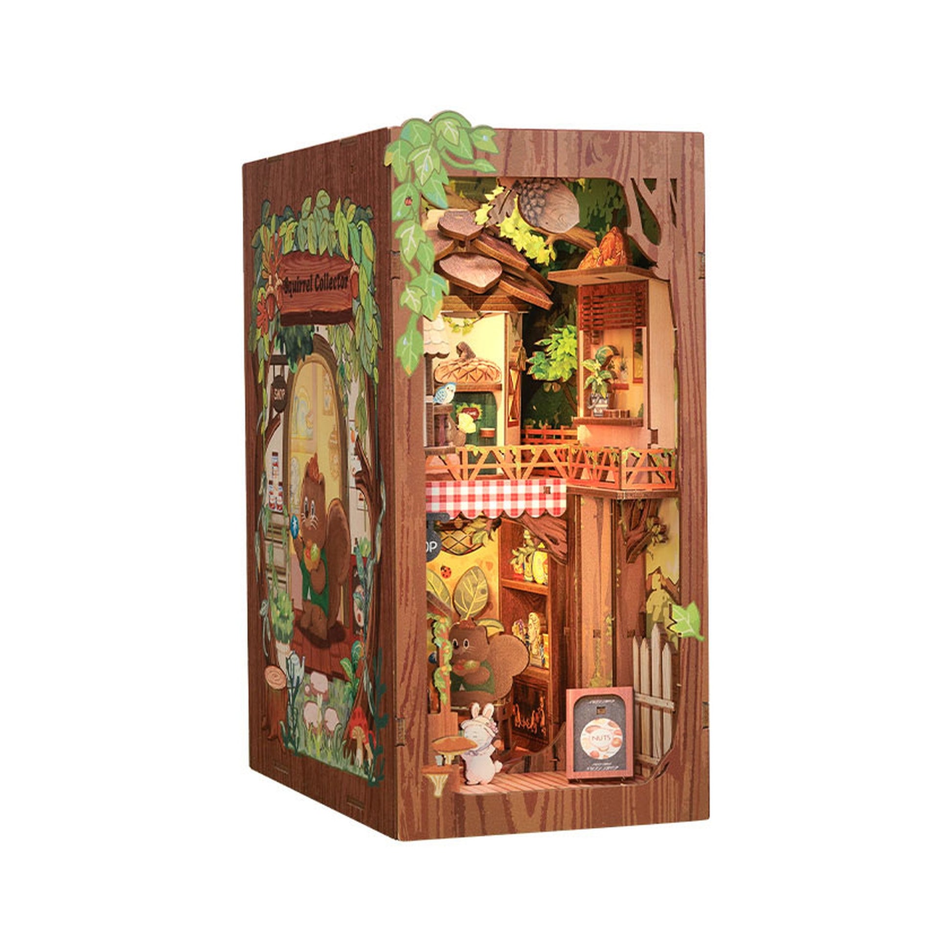 Miniature Dollhouse Squirrel Collector Wooden Handmade DIY Book Shelf Kit - Image 1