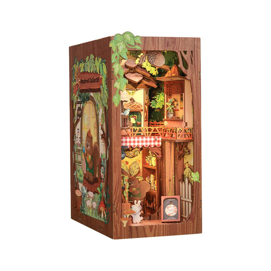 Miniature Dollhouse Squirrel Collector Wooden Handmade DIY Book Shelf Kit - Image 1