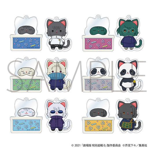 Movie Jujutsu Kaisen 0 withCAT illustration Ver. Good Night Slide Acrylic Keychain Collection 6Pack BOX - Image 1