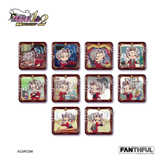 Ace Attorney Investigations Chibi Chara Tin Badge 10 Pack Box - Image 1