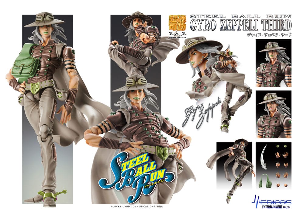 JoJo's Bizarre Adventure Part7 Steel Ball Run Super Action Action Figure Chozokado Gyro Zeppeli Third 16 cm