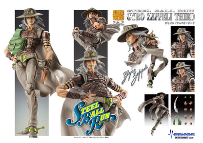 JoJo's Bizarre Adventure Part7 Steel Ball Run Super Action Action Figure Chozokado Gyro Zeppeli Third 16 cm