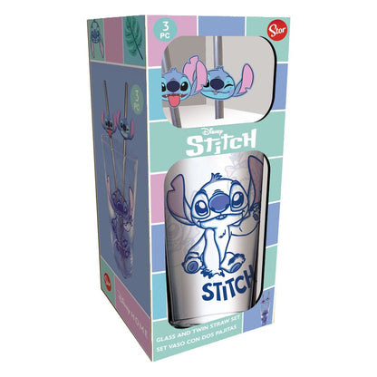 Lilo & Stitch Glass Tumbler with Straws Stitch 485 ml