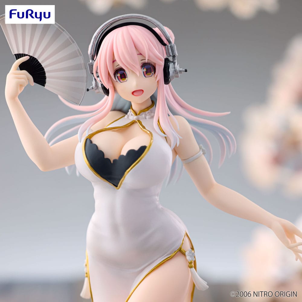 Super Sonico Trio-Try-iT PVC Statue White China Dress Ver. 21 cm