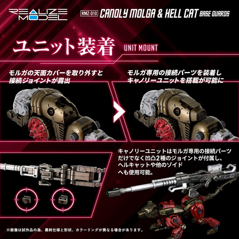 Zoids Plastic Model Kits 2-Pack 1/100 RMZ-010 Canoly Molga & Hell Cat Base Guards Sets 20 cm