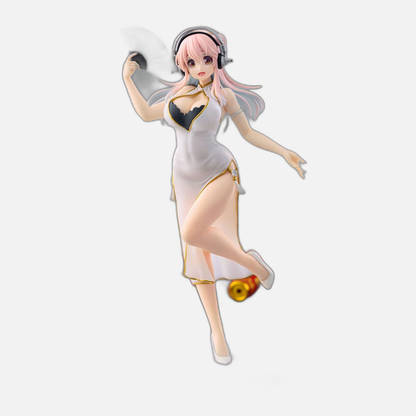 Super Sonico Trio-Try-iT PVC Statue White China Dress Ver. 21 cm