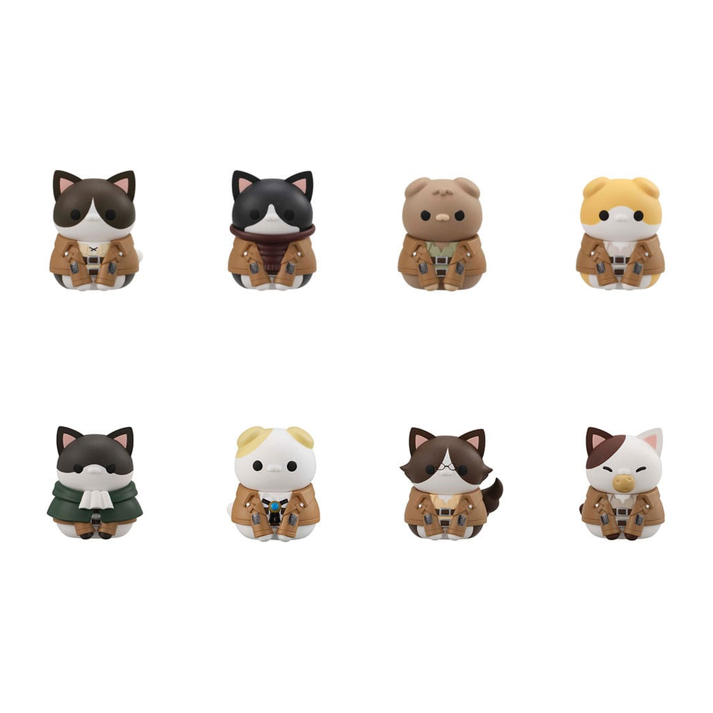 Attack on Titan Mega Cat Project Attack on Tinyan Trading Figures Gathering Scout Regiment danyan! 3 cm Assortment (8)