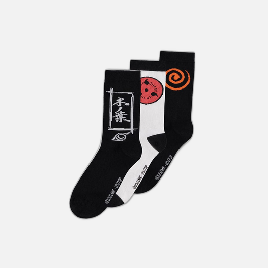 Naruto Shippuden Socks 3-Pack Sasuke Symbol 43-46